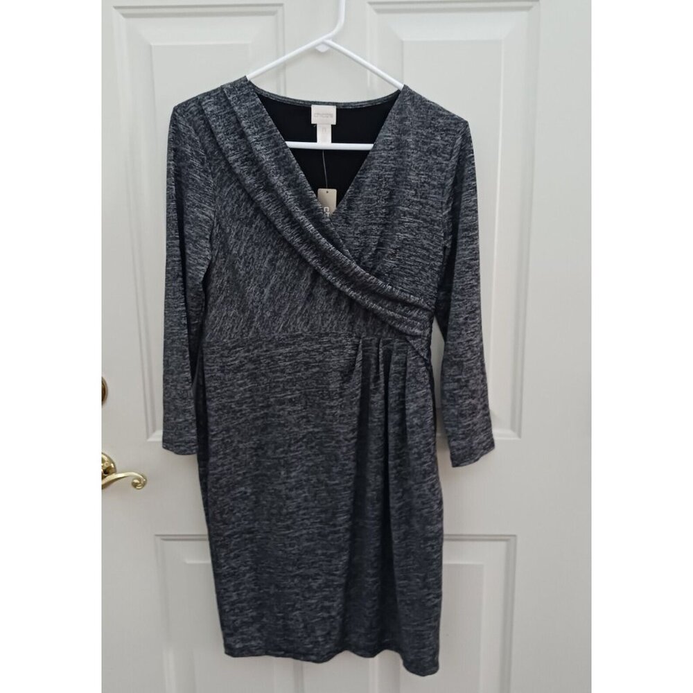 Chico's Heathered Crossover Short Dress Gray Lined‎ Size 0 Petite XS New